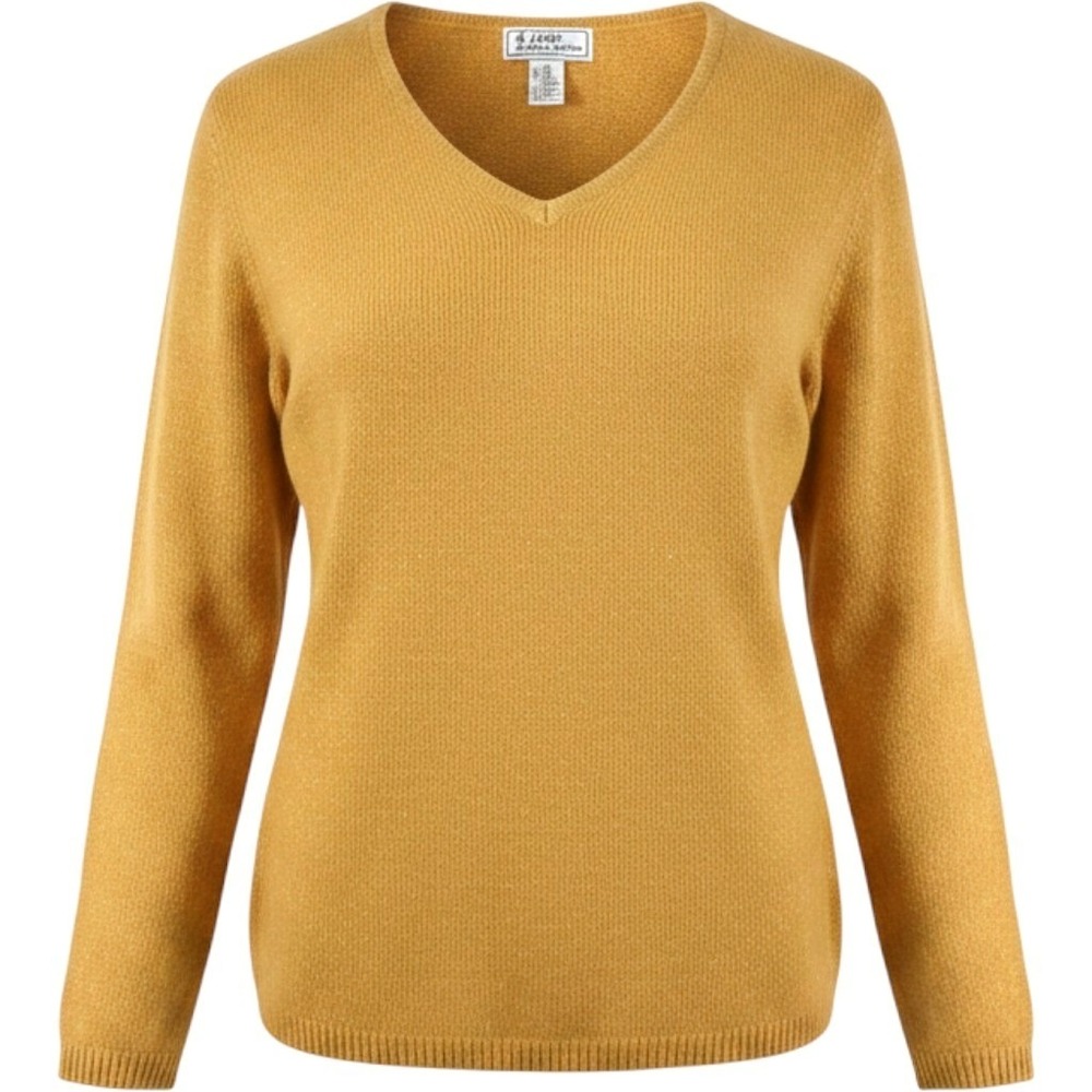 VTG Angora Mustard Metallic Gold Thread Sweater Womens XL 1X Y2k Deadstock NOS
